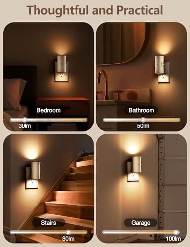 Night Light, LED Night Lights Plug into Wall, [2 Pack] Warm White 3000K, 0-100LM Adjustable Brightness Light Sensor Nightlights Plug in wall for Hallway, Bathroom, Adults, Neutral Beige - Image 5