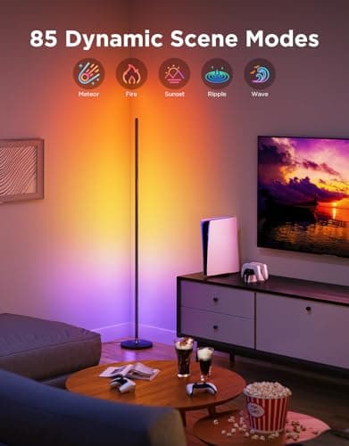 Govee RGBIC Floor Lamp Basic, LED Corner Lamp Works with Alexa, 1000 Lumen Smart Modern Floor Lamp with Music Sync and 16 Million DIY Colors, Color Changing Standing Lamp for Bedroom Living Room Black - Image 2