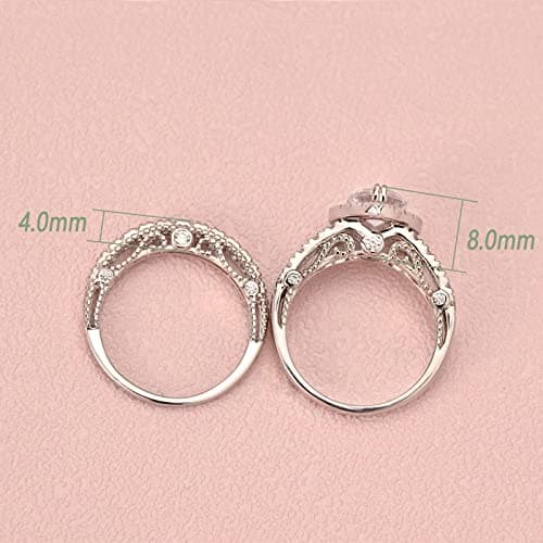 Wuziwen Pear Wedding Engagement Ring Set for Women 925 Sterling Silver Cubic Zirconia Size 7 - Image 6