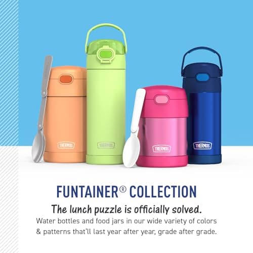 THERMOS FUNTAINER 12 Ounce Stainless Steel Vacuum Insulated Kids Straw Bottle, Blue - Image 7