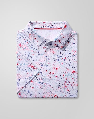 Obla Mens Golf Polo Shirts Short Sleeve Dry Fit Performance Moisture Wicking Casual Print Collared Golf Shirts for Men(White Colored Dots_XL) - Image 4