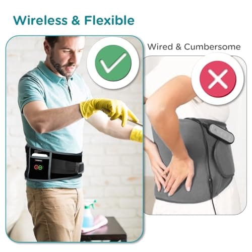 Comfytemp Cordless Heating Pad with Massager for Back Pain Relief, Portable Lower Back Massager Wearable, Birthday Gifts for Dad Mom Men Women Elderly, Rechargeable Period Cramps, 3 Heat Auto-Off, 58" - Image 8