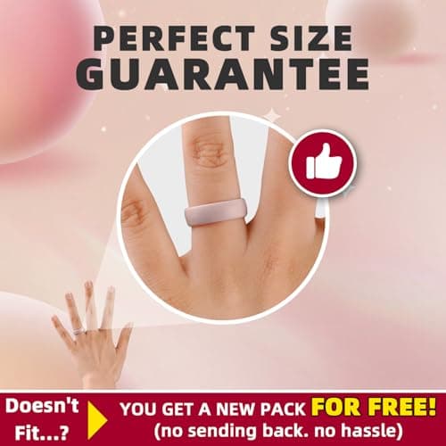 Egnaro 4/5/8 Variety Multipack Ergonomic Breathable Promise Ring, 6mm Wide - 2mm Thick Silicone Wedding Bands Women, Rubber Rings Women with Half Size - Image 5