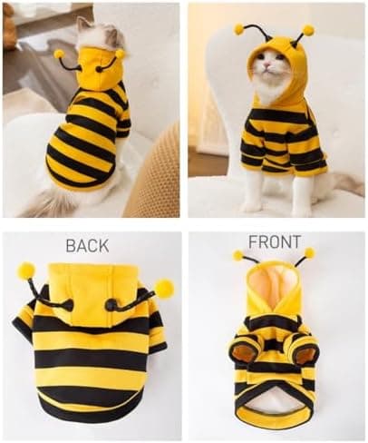 Amazon.com : Selena Cat Bee Antennae Costume Hoodies Cute Bee Stripes Dog Kitten Puppy Pet Apparel (Medium,Yellow&Black) : Pet Supplies - Image 5
