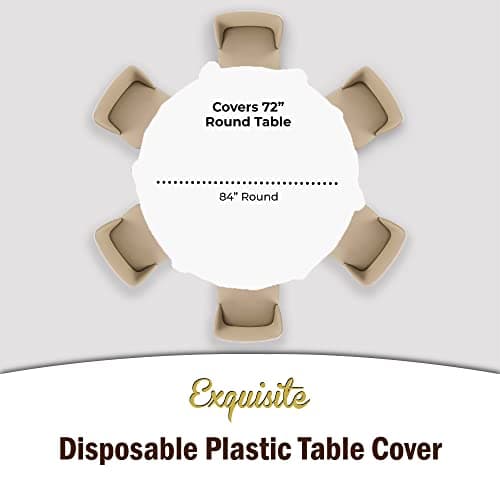 12-Pack Premium Plastic Tablecloth 84in. Round Table Cover - White - Image 4