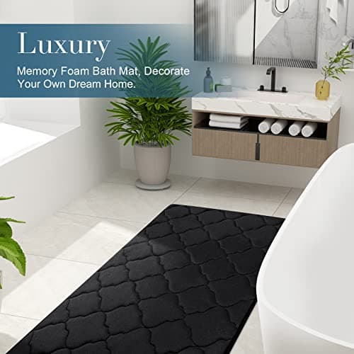OLANLY Memory Foam Bath Mat Rug 24x16, Ultra Soft and Absorbent Bathroom Rugs, Non-Slip, Comfortable, Machine Washable Bath Carpet for Bathroom Floor, Tub, Shower and Home Decor Accessories, Black - Image 7