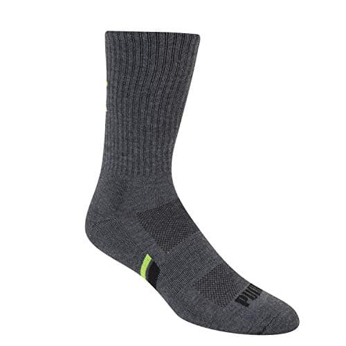 PUMA Men's Crew Socks (6-Pack), Grey/Green, 10-13 | Arch Support and Cushioned Footbed - Image 3