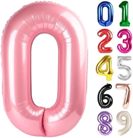 Amazon.com: 0 Balloon - Pastel Pink Birthday Number Balloons, 40 Inch Decorations | Pastel Pink inflatable birthday balloons 40 inch, jumbo foil 0th birthday decorations for women and men : Toys & Games - Image 2