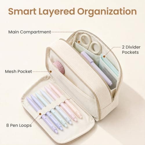 Sooez Cute Pencil Case,Soft Corduroy Large Capacity Pencil Pouch for girls - Image 6
