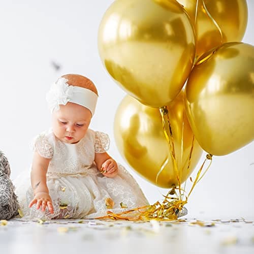 RUBFAC 129pcs Metallic Gold Balloons Different Sizes 18 12 10 5 Inch, Latex Balloon Garland Arch Kit for Party Graduation Wedding Holiday Happy Birthday Decoration - Image 4