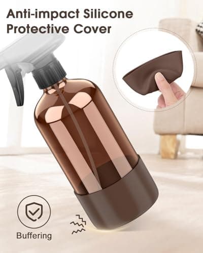 Amazon.com: Bontip Glass Spray Bottle with Silicone Sleeve Protection, Amber Glass Spray Bottle Set for Window Cleaner Aromatherapy Facial Hydration Watering Flowers Hair Care 2 Pack/16 oz (Black & Brown) : Beauty & Personal Care - Image 8