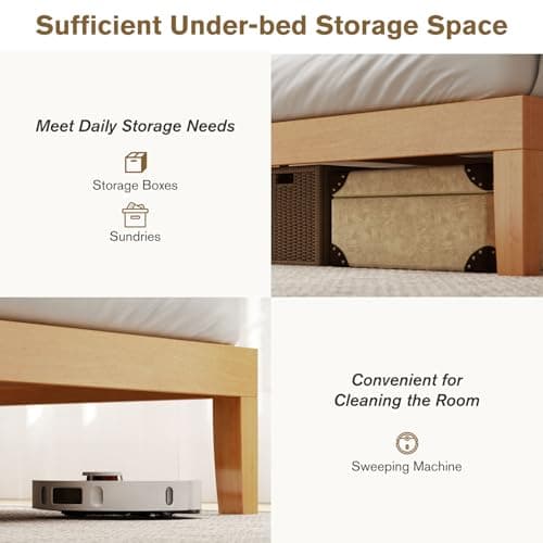 Sweetcrispy Solid Wood Bed Frame, Full Size Bed Base with Wood Slat Support, Sturdy, Stylish & Noise-Free Design, No Box Spring Needed, Easy Assembly, 12 in Natural Pine - Image 4