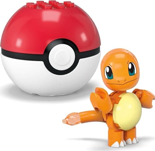 MEGA Pokémon Building Toys Set Pichu & Charmander with 40 Pieces, 2 Poseable Characters and Poké Ball, 2 Inches Tall, for Kids - Image 5