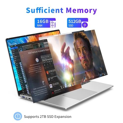 NIAKUN 16 Inch Laptop Computer | Gaming Laptop | 16GB RAM 512GB SSD | N100 Processor | FHD 1920 * 1200 | 180 Angle Open | Backlit Keyboard | Windows 11 Pro | Fingerprint Unlock | UHD Graphics 750 MHz - Image 5