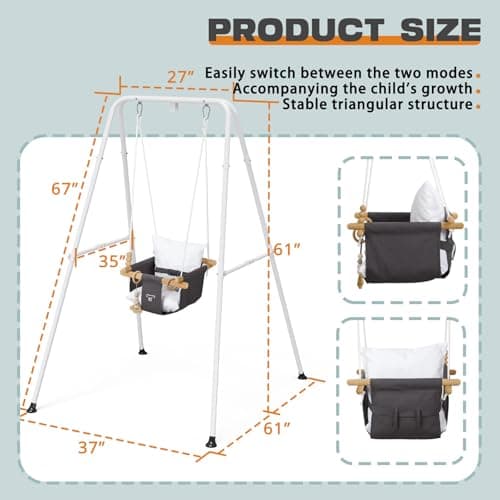 2-in-1 Baby Jumper & Swing - Foldable Stand, Stable Toddler Swing Set for Indoor & Outdoor Use - Image 7