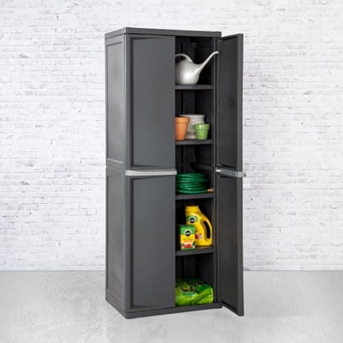 Sterilite 4 Shelf Cabinet, Lockable Utility Storage w/ Adjustable Shelves, Gray - Plastic Shelving Unit for Organizing Garage, Pantry, Basement, Laundry Room or Mudroom - Image 6