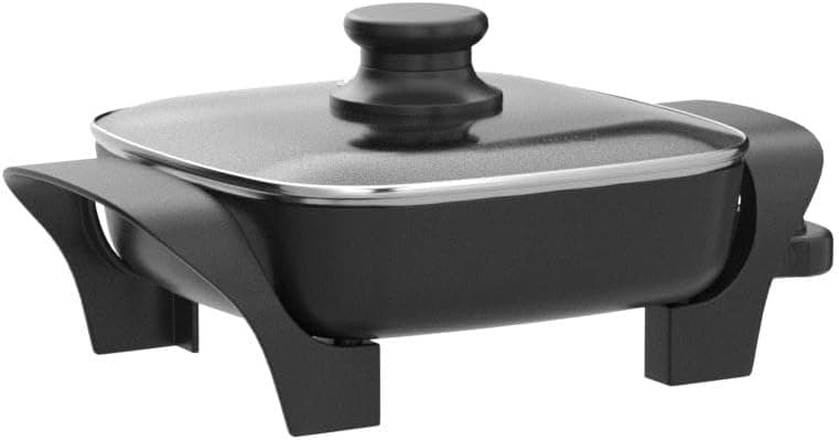 Elite Gourmet EG808 8” x 8" Non-stick Electric Skillet, Dishwasher Safe with Tempered Glass Vented Lid, Rapid Heat Up, 600W, Black 2.5Qt - Image 5