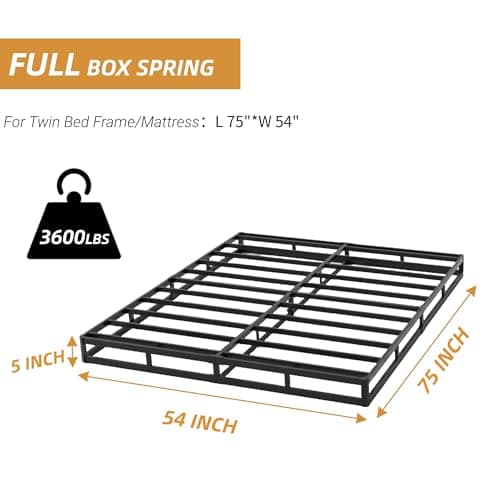 UNITED FLAMES 5 Inch High Profile Box Spring Full Size, Heavy Duty Mattress Foundation, Sturdy Box Spring for Full Bed, Easy Assembly, Noise Free (5, Full) - Image 2