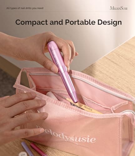 MelodySusie Portable Electric Nail Drill,PC120B Compact Efile Electrical Professional Nail File Kit for Acrylic, Gel Nails, Manicure Pedicure Polishing Shape Tools Design for Home Salon Use, Purple - Image 3