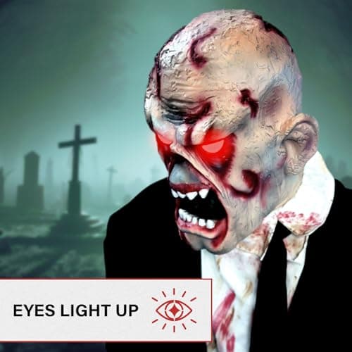 Haunted Hill Farm Damien by Tekky, Battery-Operated, Motion and Sound Activated Animatronic Zombie with Sound Effects and Lights for Indoor or Covered Outdoor Creepy Halloween Decoration - Image 8