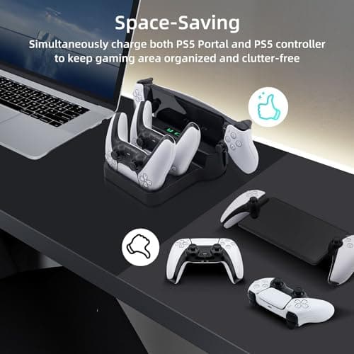 Mcbazel Charging Station for PlayStation Portal Remote Player and PS5 Controllers with LED Light and Charging Cable, Charging Dock Stand Base Holder Accessories for PS5 Portal Console - Black - Image 8