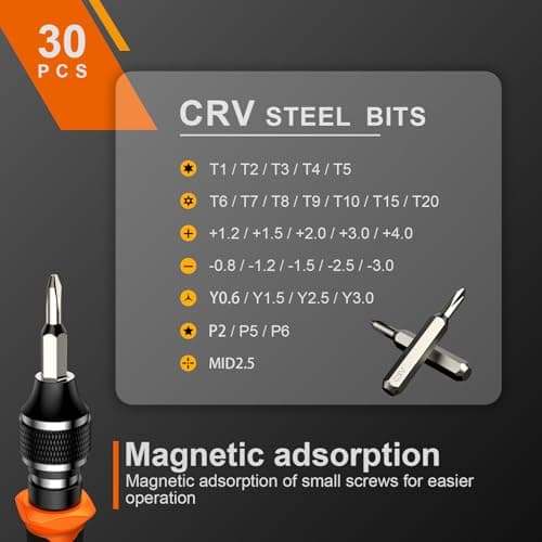 JOREST 38Pcs Small Precision Screwdriver Set with Torx T5, T6, Y00, Mini Repair Tool Kit for Macbook, Computer, Laptop, iPhone, PS4 PS5, Xbox, Switch, Eyeglasses, Watch, Ring Doorbell, Electronic, etc - Image 4