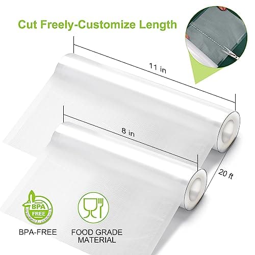 Bonsenkitchen Vacuum Sealer Rolls Bags, 6 Pack 3 Rolls 11" x 20' + 3 Rolls 8" x 20' Commercial Grade BPA Free Bag Rolls, Durable Customized Size Food Vac Bags for Storage and Sous Vide Cooking VB3211 - Image 2
