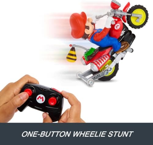 Hot Wheels Mario Wheelie Motocross RC, Remote-Control Motorcycle | Battery-Powered Moto with Figure that Moves & Tilts with Turns, Inspired by The Super Mario Bros. Movie - Image 3