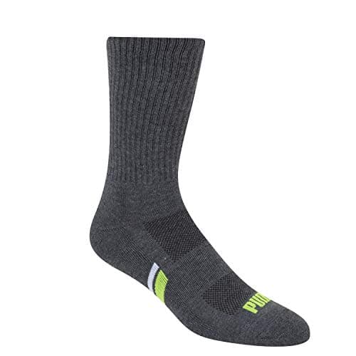 PUMA Men's Crew Socks (6-Pack), Grey/Green, 10-13 | Arch Support and Cushioned Footbed - Image 4