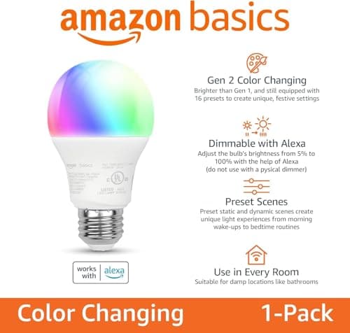 Echo Spot with Amazon Basics Smart Color Bulb - Image 2