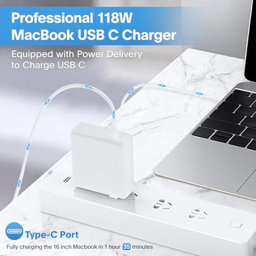 Mac Book Pro Charger - 118W USB C Charger Fast Charger Compatible with MacBook pro/Air, M1 M2 M3 M4, ipad Pro, Samsung Galaxy and All USB C Device, Include Charge Cable - Image 2