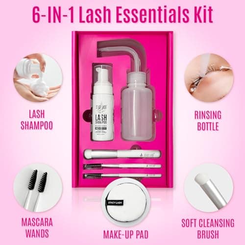 STACY LASH Lash Shampoo Kit Foaming Cleanser with Eye Lash Spoolies & Rinse Bottle & Cleansing Pad & Brush for Eyelash Extensions & Clusters & Natural Eyelashes - Image 2