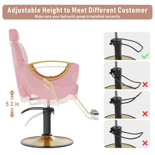 LOUVIXA Barber Chair for Hair Stylist, Height Adjustable Hydraulic Hair Reclining Salon Chair, 360 Degrees Rotation, Multi-Function Shampoo Chair for Salon Barbershop (Modern Pink) - Image 5