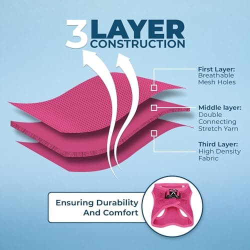 Best Pet Supplies Voyager Step-in Air Harness - All Weather Mesh, Reflective, No Pull Harness for Dogs, Cats - Secure with Hook & Loop Fastener, Buckle, Double D-Rings - Fuchsia, M - Image 5
