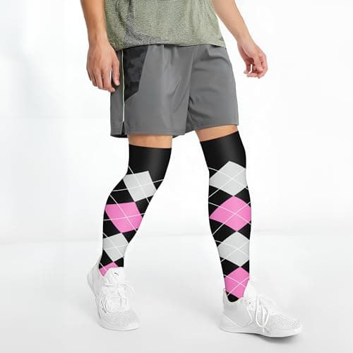 CHARMKING 3 Pairs Thigh High Compression Socks for Women and Men 15-20 mmHg Boost Circulation and All Day Comfort (S/M, Black/Black/Pink) - Image 2