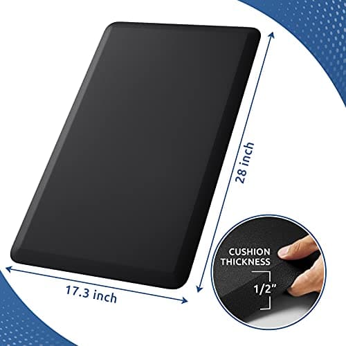 KitchenClouds Kitchen Mat Cushioned Anti Fatigue Rug 17.3"x28" Waterproof, Non Slip, Standing and Comfort Desk/Floor Mats for House Sink Office (Black) - Image 2