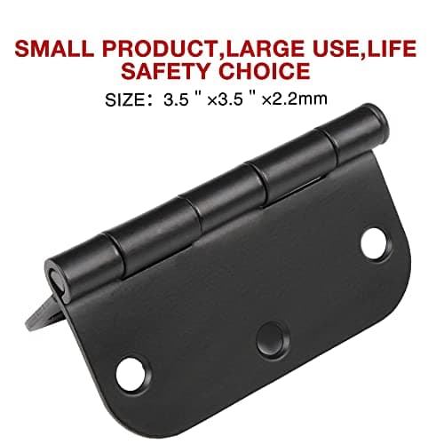 30 Pack Rounded Matte Black Door Hinges 3.5 Inch 5/8" Radius Interior 3 1/2" Flat Iron Bifold Residential Standard Bedroom Indoor for Doors 3 ½"Hardware Control House Home Decor Essentials Accessories - Image 3