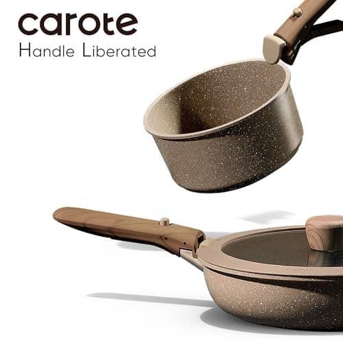 CAROTE 17PCS Pots and Pans Set Non Stick with Detachable Handle, Nonstick Cookware Sets, Cooking Kitchen Set, Oven/Dishwasher Safe, Induction Cookware, Brown, RV Kitchen Pot and Pan - Image 7