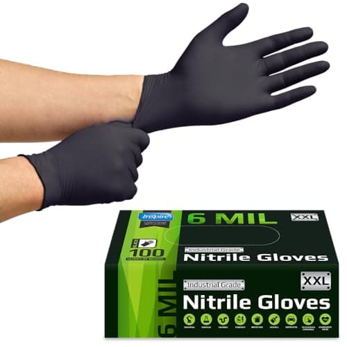Inspire Black Nitrile Gloves HEAVY DUTY 6 Mil Nitrile Chemical Resistant Medical Cooking Cleaning Disposable Black Gloves - Image 7