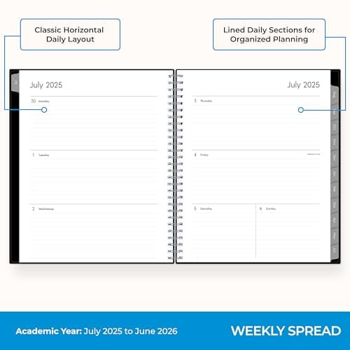Blue Sky 2025-2026 Weekly and Monthly Academic Year Planner Calendar, July 2025 - June 2026, 8" x 10.875", Flexible Cover, Wirebound, Laminated Tabs, Dainian - Image 3