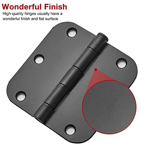30 Pack Rounded Matte Black Door Hinges 3.5 Inch 5/8" Radius Interior 3 1/2" Flat Iron Bifold Residential Standard Bedroom Indoor for Doors 3 ½"Hardware Control House Home Decor Essentials Accessories - Image 4