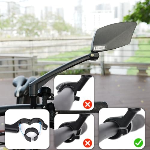 BriskMore Handlebar Bike Mirror, Scratch Resistant Glass Lens, Ajustable And Rotatable Safe Rearview Bicycle Mirror for Left Side BT-016L - Image 5