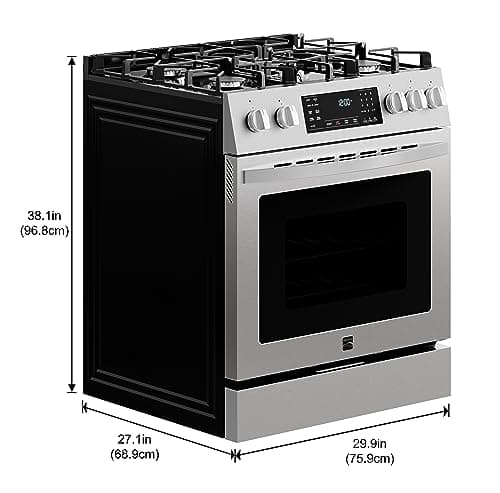 Kenmore Front Control Gas Range Oven with 5 Cooktop Burners, True Convection, Steam and Self Clean, Freestanding Stainless Steel Stove and Oven, 4.8 cu. ft. Capacity - Image 2
