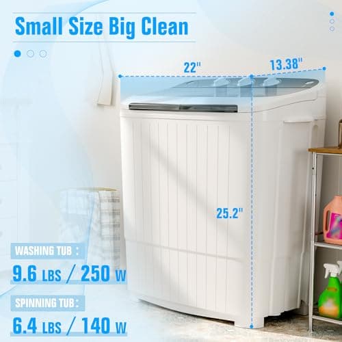 INTERGREAT Portable Washing Machine with Longer Hose, Twin Tub Washer Mini Compact Laundry Machine with Drain Pump, 16lbs Portable Washer Dryer Combo for Dorms, Apartments, Grey - Image 3