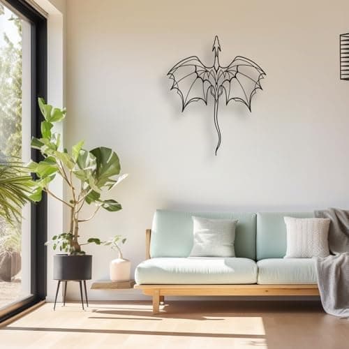 LIYOUYA Fantasy Dragon Metal Wall Decor - Black Simple Lines Dragon Wall Art Home Decor for Living Room, Bathroom, Bedroom, Dining Room, Porch, Farmhouse (Black) - Image 3
