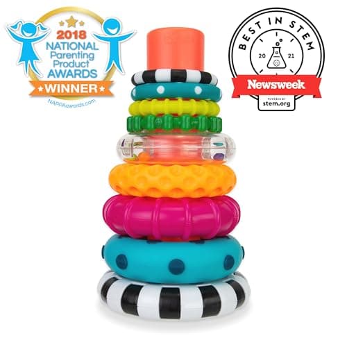 Sassy Stacks of Circles Stacking Ring STEM Learning Toy, Age 6+ Months, Multi, 9 Piece Set - Image 2