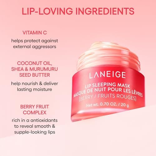 LANEIGE Lip Sleeping Mask, Berry: Nourishing Overnight Lip Treatment with Vitamin C, Shea & Murumuru Butter for Hydrating Dry, Flaky Lips - Image 6