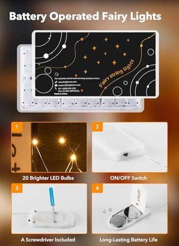 Brightown 12 Pack LED Fairy Lights Battery Operated String Lights - 7ft 20LED Waterproof Silver Wire Firefly Starry Moon Lights for DIY Crafts Wedding Table Centerpieces Party Bedroom Christmas - Image 5