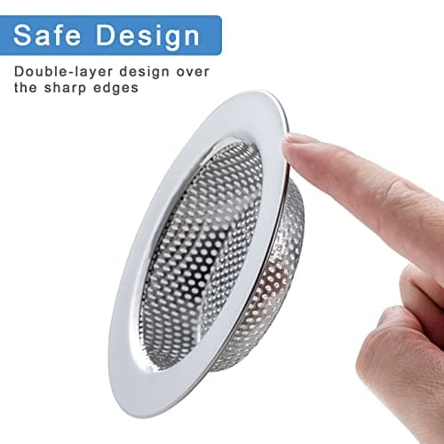 Honmein 2 Pcs Sink Strainer for Most Kitchen Sink Drain Basket, Upgraded Double-Layer Safe Design Kitchen Sink Strainer (Outer Diameter 4.5 Inch) - Image 3