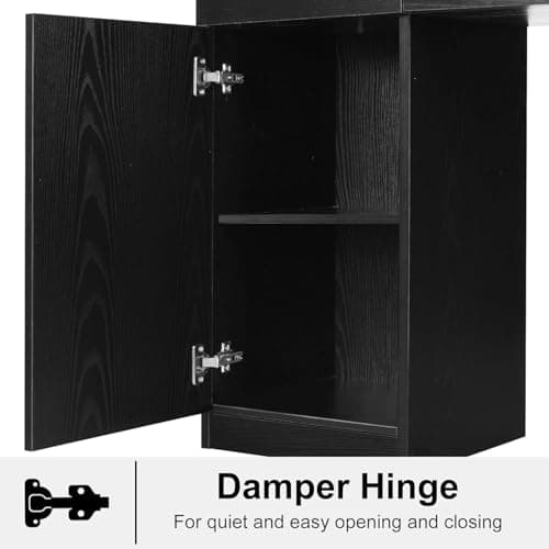 4ever2buy Barber Station for Hair Stylist, Salon Wall Station with Barber Cabinet, Hair Stations Equipment Hair Dryer Holder, Drawers, Wall Mount Barber Beauty Station, Mirror not Included, Black - Image 6